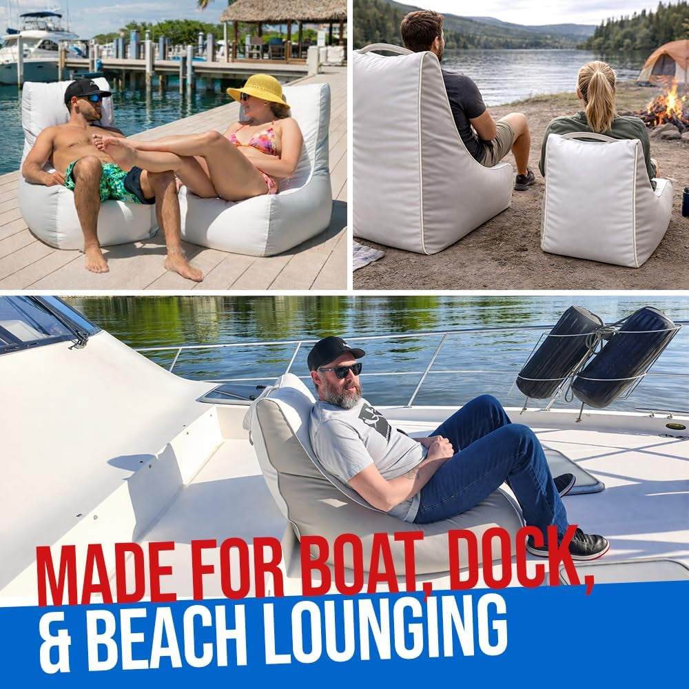 Bean Buoy Chair for Boats | Large Bean Bag 36"X33" | Marine-Grade Vinyl Deck Seat Bean Bag | Waterproof | for Fishing Boat & Deck Lounge