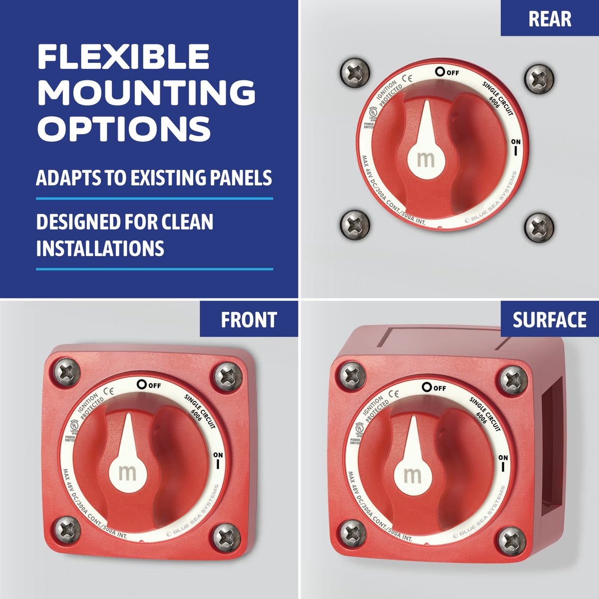 6006 M-Series Battery Switch ON/OFF with Knob, Red