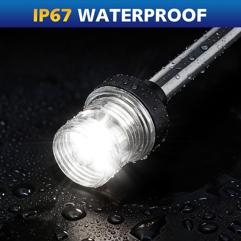 9 Inches Anchor Light Stern Light for Boats, White Boat Navigation Lights LED Waterproof IP67, Rear LED Marine Running Lights for Pontoon, Jon Boat, Fishing Boats