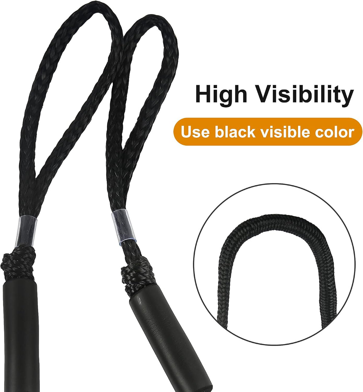 Bungee Dock Line for Boats 4FT Stretchable Boat Dock Lines with Built-In Bungee Cord Foam Floats Quick Dock Rope for Jet Ski Pontoon Kayak Elastic Boat Docking Line Boating Gifts for Men 4P Black