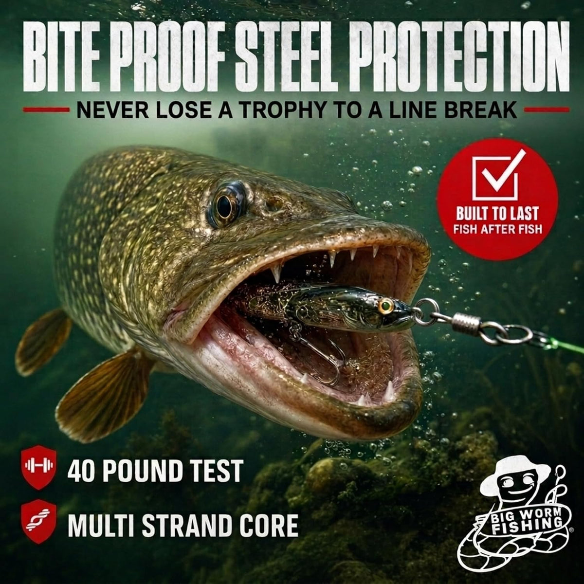 Fishing Leaders with Swivels - Carp - Pike - Catfish - Muskie - Walleye - Bass - Mackerel - Snapper