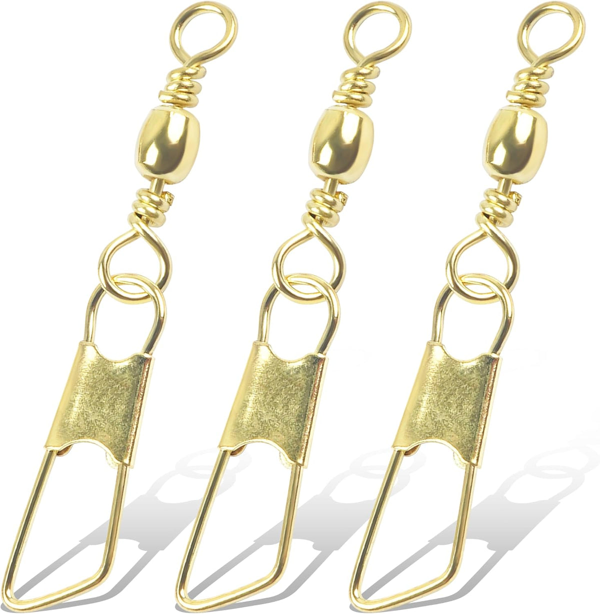 Fishing Swivels Snaps, 60/120Pcs Barrel Swivels with Nice Snaps Gold High Strength Solid Rings Line Lures Connector Fishing Tackle Accessories