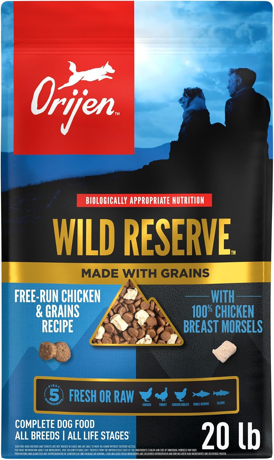 ORIJEN Wild Reserve Dry Dog Food Free-Run Chicken & Grains Recipe 20Lb Bag