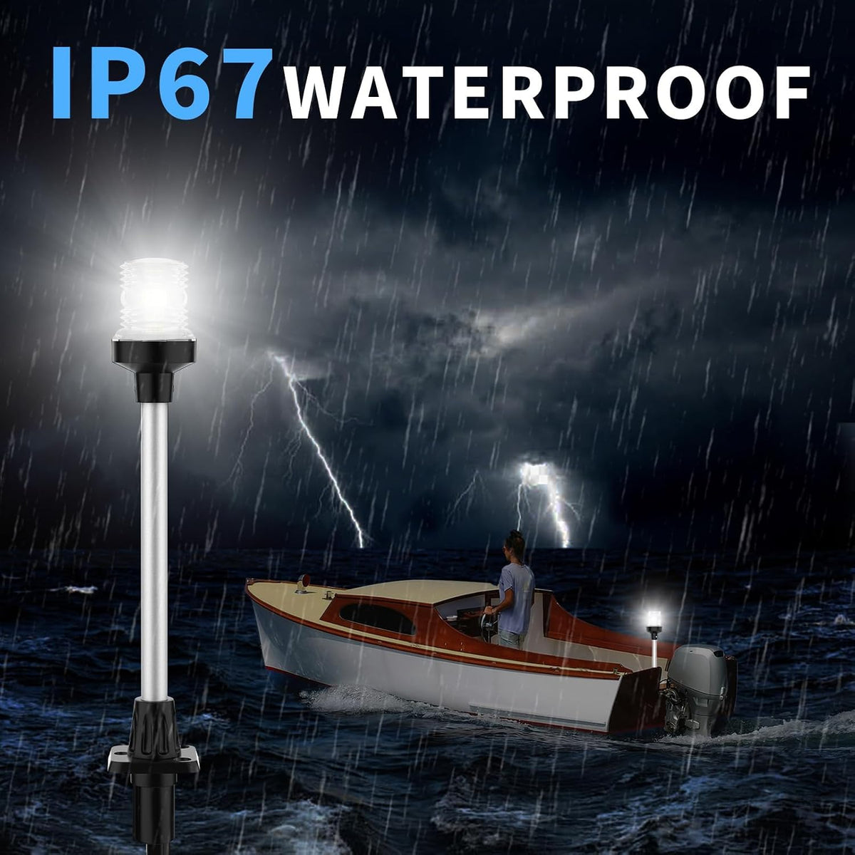 LED Boat Stern Lights, 3NM LED Anchor Light with Base