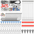 105PCS Surf Fishing Tackle Kit Fish Finder Rigs Saltwater Surf Fishing Rigs Live Bait Rig with Hooks Floats Sinker Slider Beads Pyramid Sinkers Leaders for Bass Beach Ocean Fishing Gear Accessories