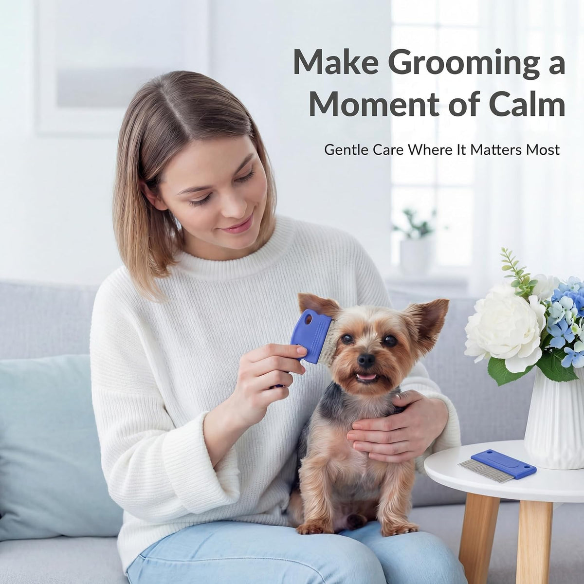 Tear Stain & Flea Remover Comb Set for Dogs & Cats – Stainless Steel Eye Grooming Tool for Stains, Crust & Mucus – Gentle, Safe, Reusable – Pack of 2