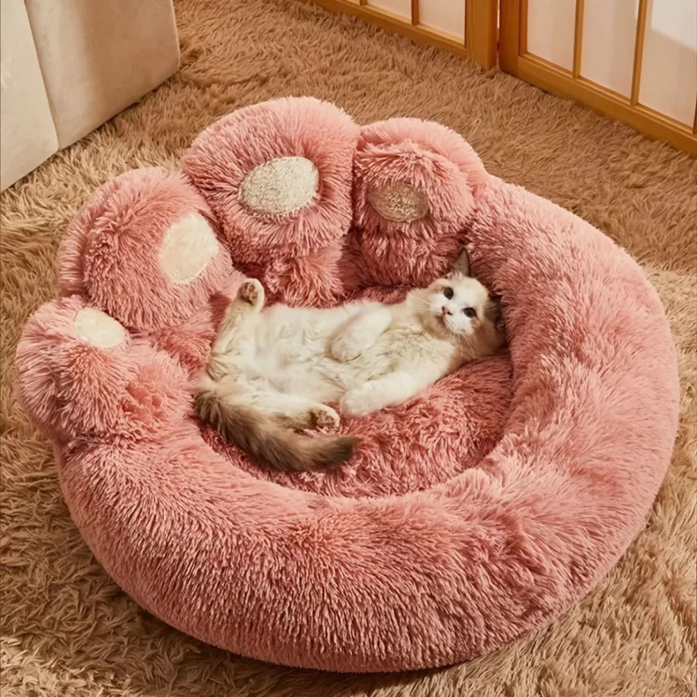 Fluffy Dog Bed Large Pet Products Dogs Beds Sofa Cute Bear Paw Shape Pets Kennel Mat Puppy Cats Supplies Basket Pet Accessories