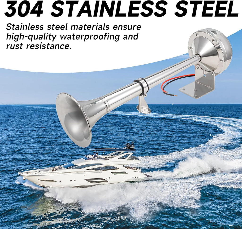 Boat Horn 12V Marine Horn for Boats Waterproof Electric Trumpet