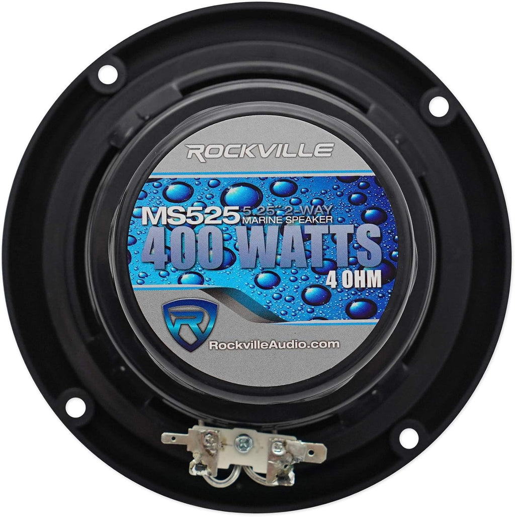 MS525B Black 5.25" 2-Way Waterproof Marine Boat Speakers, Pair