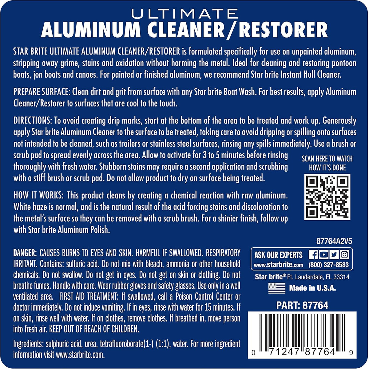 87764 Ultimate Aluminum Cleaner & Restorer - Safely Clean Pontoon Boats, Jon Boats & Canoes, 64 Oz.