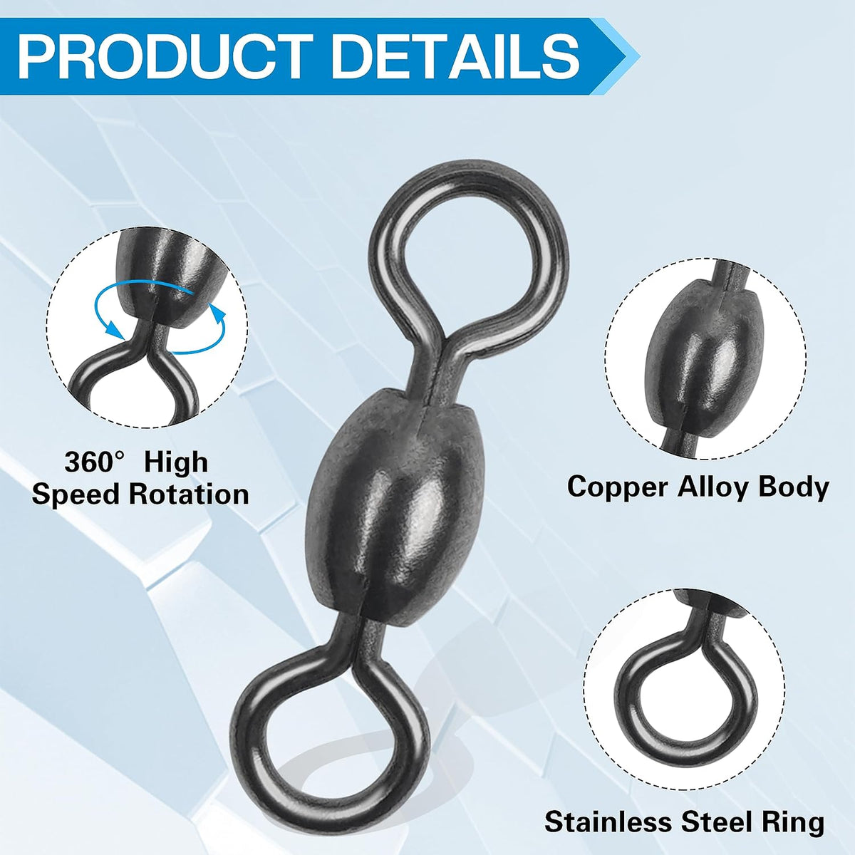 300Pcs Barrel Swivels Fishing Tackles Saltwater Freshwater
