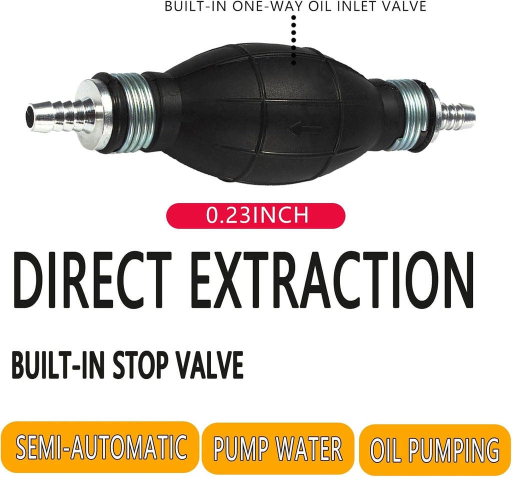 1 Pcs 6Mm Fuel Pump Fuel Line Hand Primer Bulb. Suitable for Most Cars, Boats, Motorcycles(6Black)
