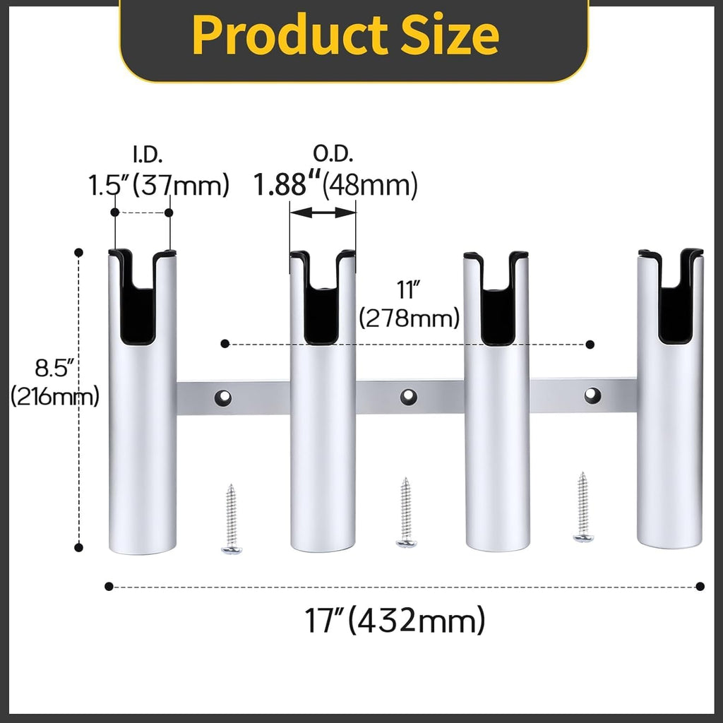 Aluminum Fishing Boat Rod Holder,3/4 Link Tube Aluminum Rod Rack, Suit Boats & Yacht ,Silver