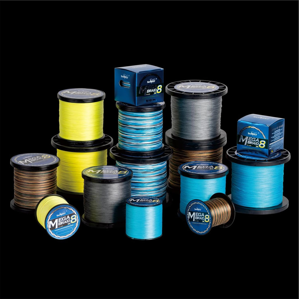 Braided Fishing Line, 8 Strands, Abrasion Resistant, No Stretch, Colored for Visibility, Saltwater/Freshwater