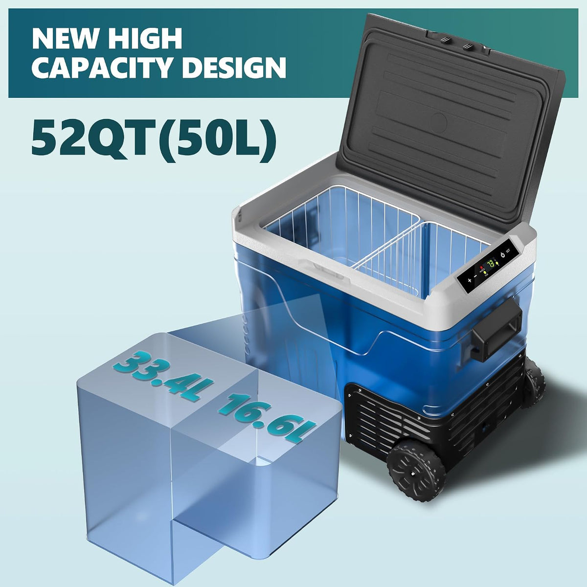 53QT 12 Volt Refrigerator, -4℉~68℉ Portable Freezer, for Car
