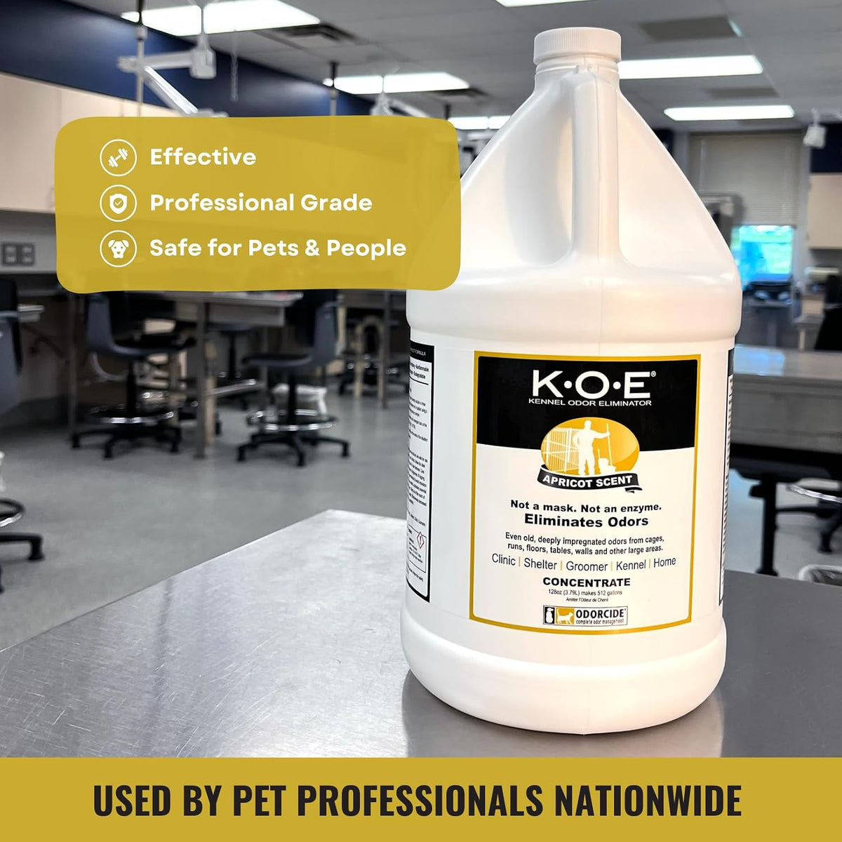 K.O.E. Apricot Odor Eliminator Concentrate for Strong Odor for Cages, Runs & More – Home & Kennel W/Safe, Non-Enzymatic Formula - 128 Oz