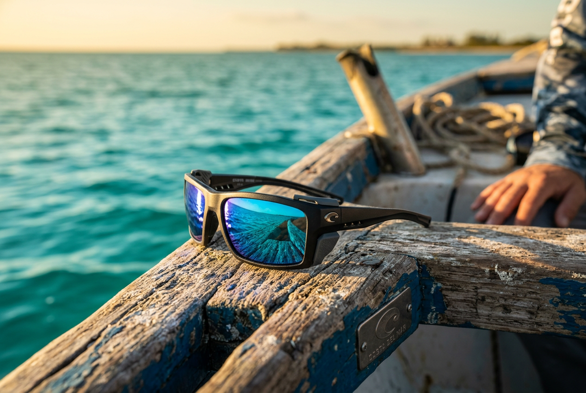 Costa King Tide 8 sunglasses on a Gulf Coast saltwater fishing boat